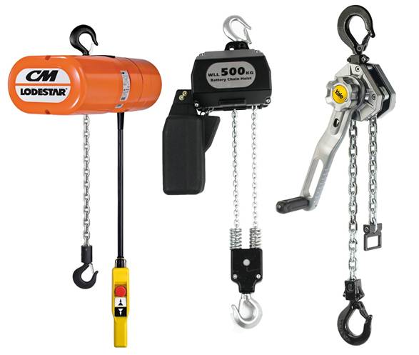 Various types of hoist